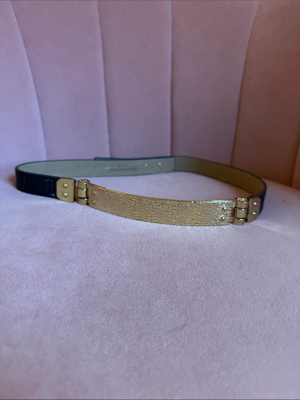 BCBGMaxAzria Black Belt with Textured Gold Accent